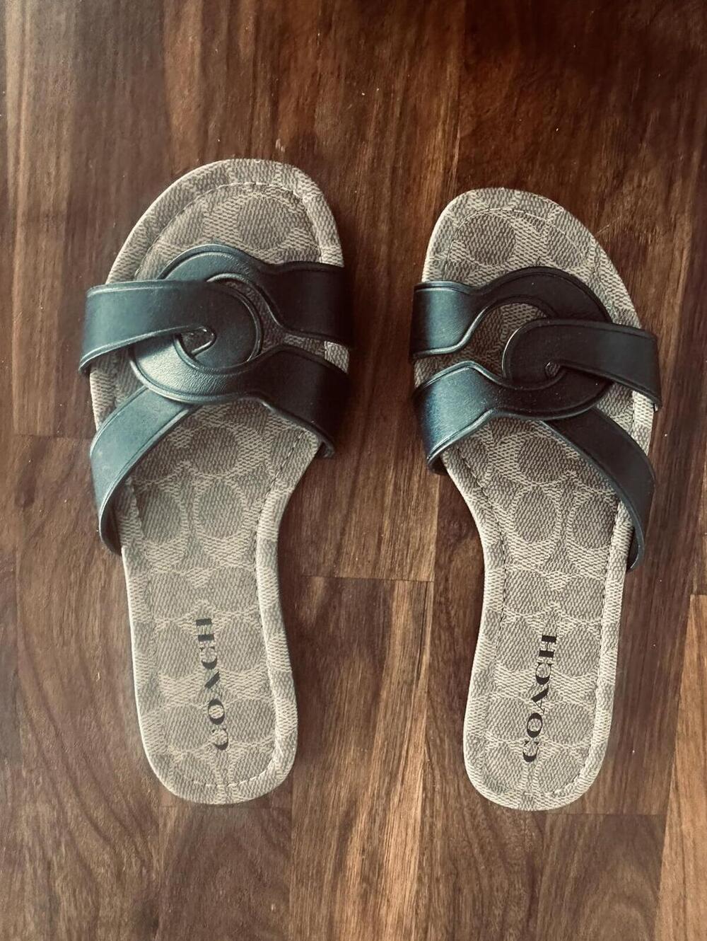 Coach Black Essie Leather Sandals -  6.5 Like New